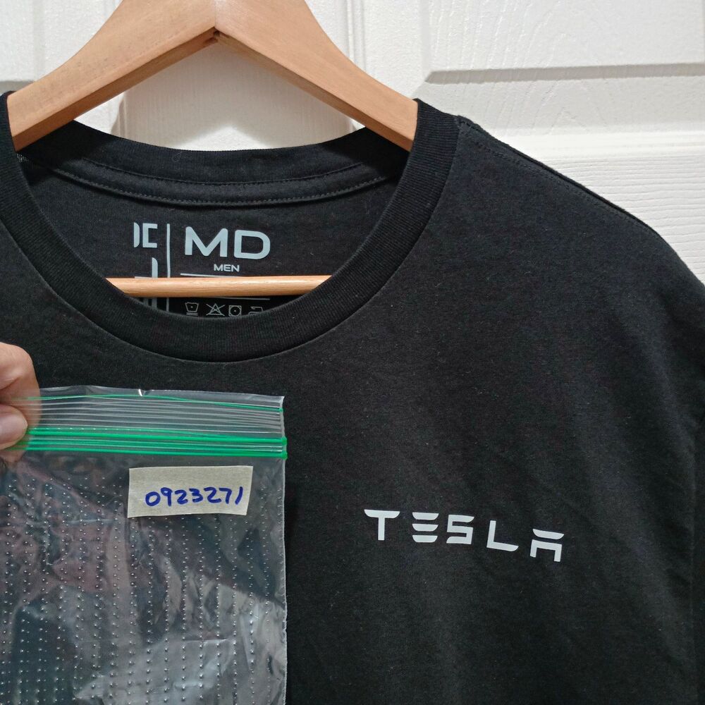 Tesla Men's M Regular Black Graphic Logo Crew Neck Short Sleeve Cotton Tee